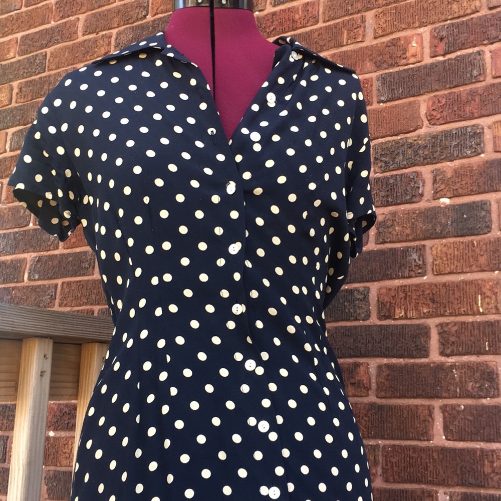 Vintage limited navy blue button down dress - Picture 4 of 5